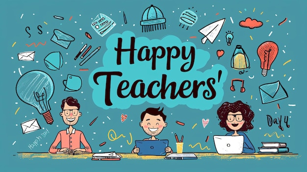 Uroczystość dla nauczycieli - żywa ilustracja na bannerze z Dnia Nauczycieli