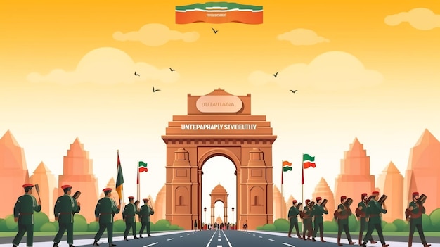 Uroczystość Dnia Republiki Indii 26 stycznia Indyjska koncepcja obrony Szablon dla baneru tła