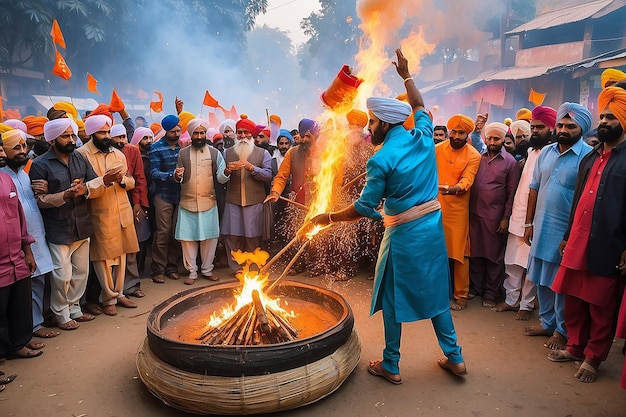 Uroczystość festiwalu Lohri w Indiach