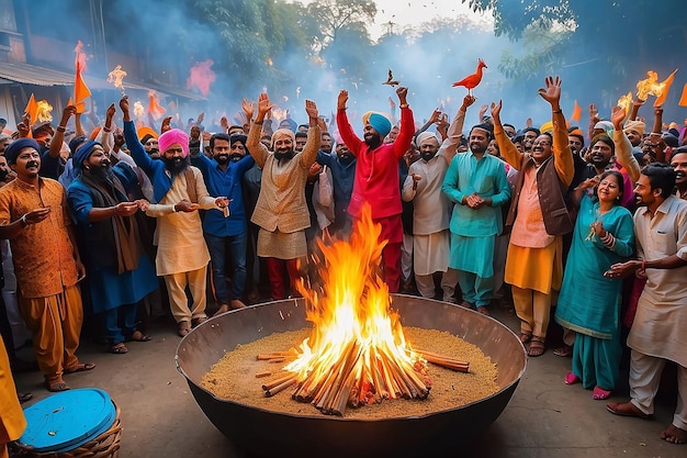 Zdjęcie uroczystość festiwalu lohri w indiach