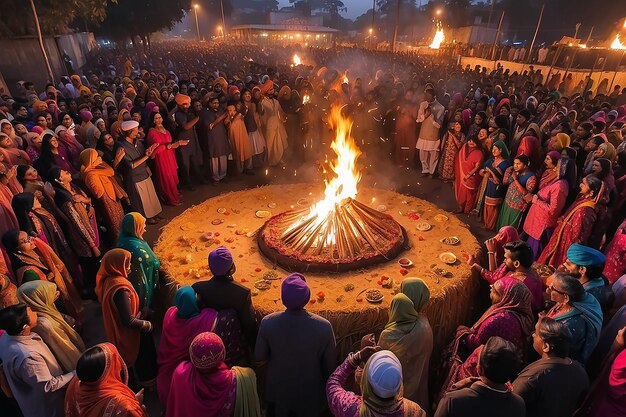 Uroczystość festiwalu Lohri w Indiach