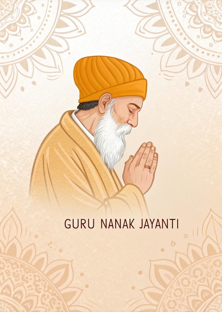 Uroczystość Guru Nanak Jayanti Duchowa ilustracja z Ek Onkar Guru Nanak Dev Ji