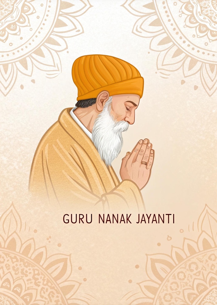 Zdjęcie uroczystość guru nanak jayanti duchowa ilustracja z ek onkar guru nanak dev ji