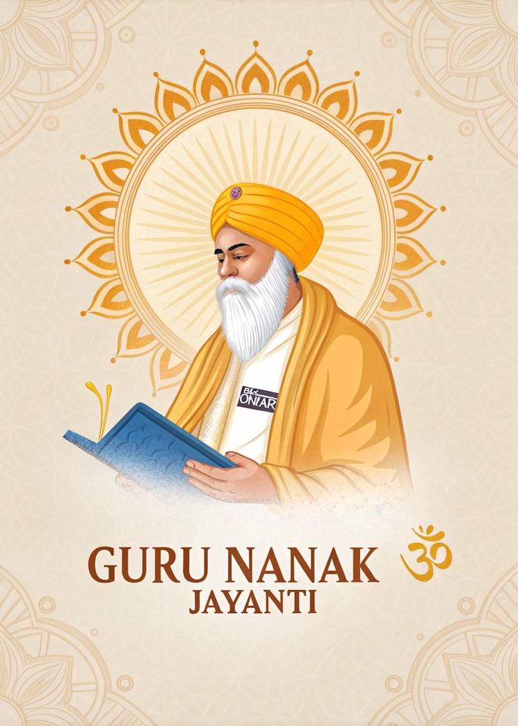 Zdjęcie uroczystość guru nanak jayanti duchowa ilustracja z ek onkar guru nanak dev ji