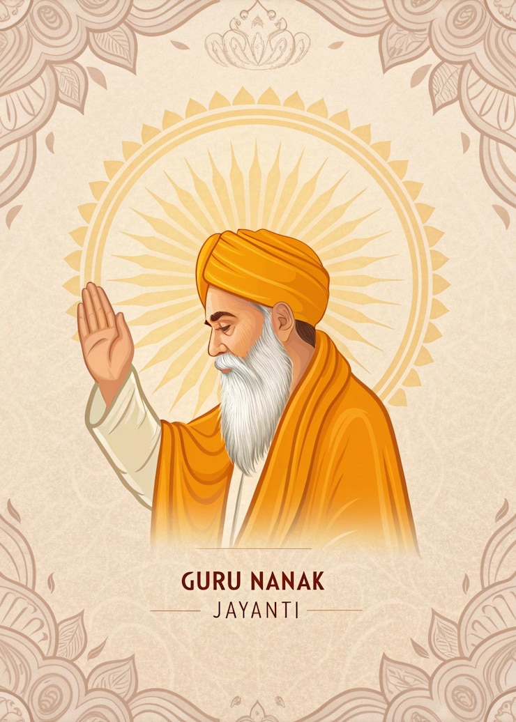 Zdjęcie uroczystość guru nanak jayanti duchowa ilustracja z ek onkar guru nanak dev ji