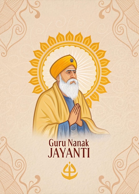 Uroczystość Guru Nanak Jayanti Duchowa ilustracja z Ek Onkar Guru Nanak Dev Ji