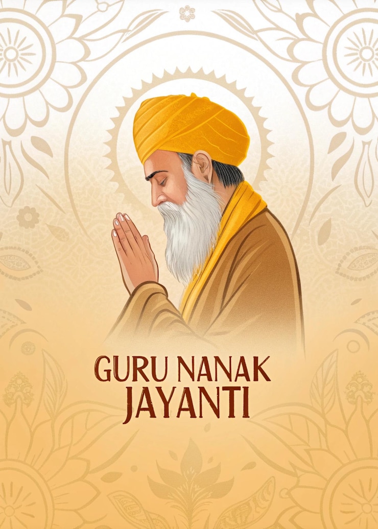 Zdjęcie uroczystość guru nanak jayanti duchowa ilustracja z ek onkar guru nanak dev ji