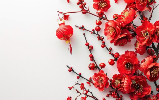 Uroczystości chińskiego Nowego Roku na białym tle