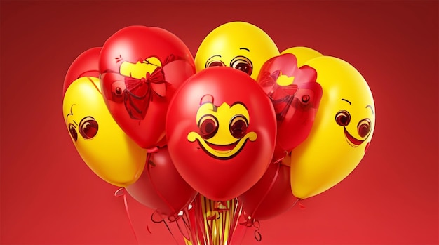 Urodzinowy buźkę bukiet czerwonych i żółtych balonów projekt