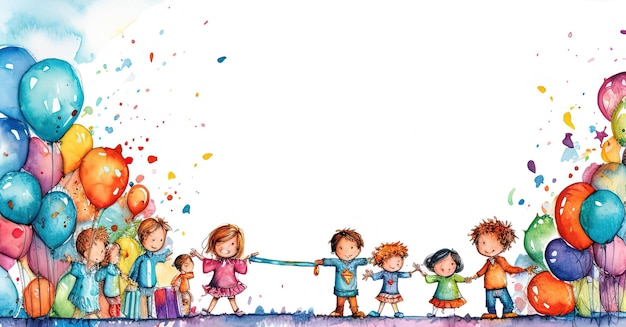 Zdjęcie urodziny kreskówki dla dzieci w tle ilustracja ai generativexa