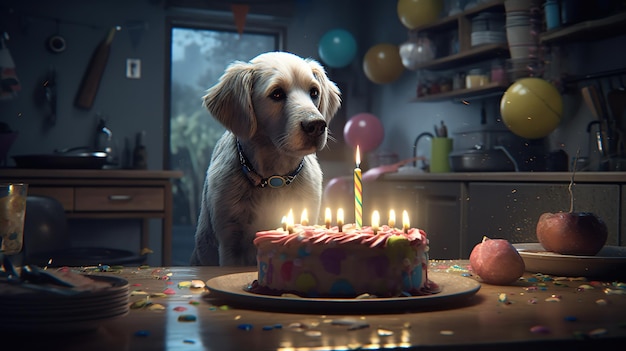 Urodziny psa ilustracja cyfrowa Generative AI