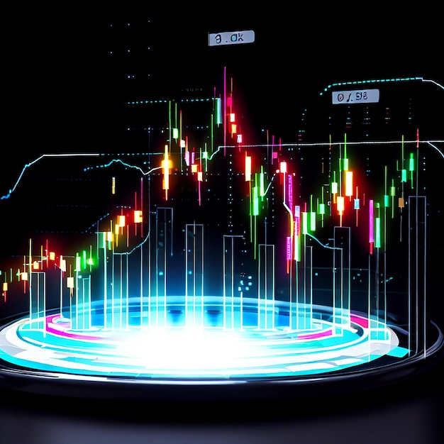 Urządzenie wykresu Forex w czarnym tle