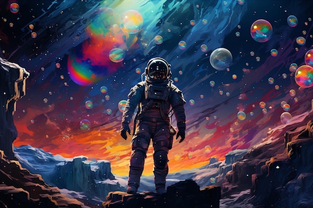 Urzekające malowanie astronautów Generacyjna sztuczna inteligencja