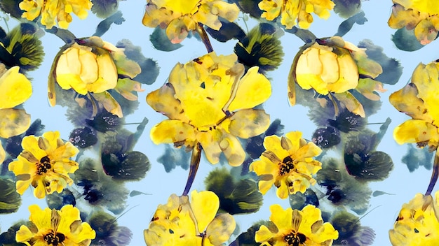 Urzekające żółte kwiaty akwarelowe bezszwowe wzory Wszechstronne i oszałamiające wzory kwiatowe