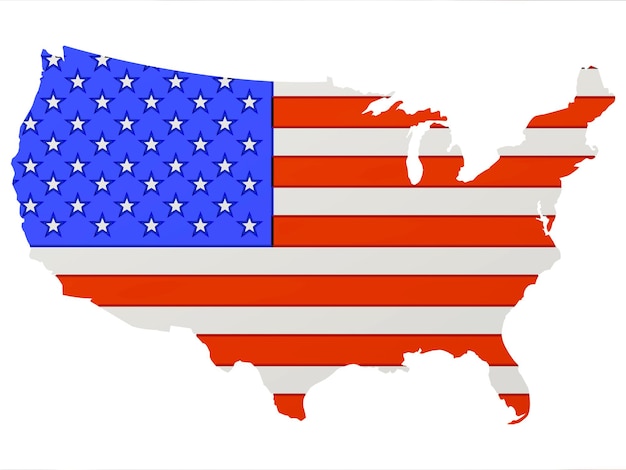 Usamericastates country flag map 4 lipca dzień niepodległości w 3d