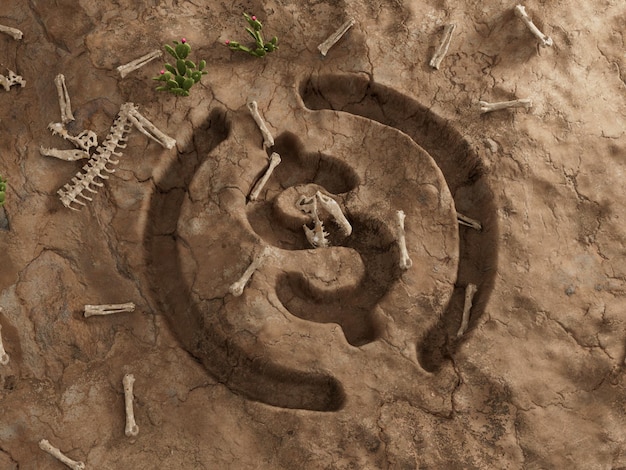 Zdjęcie usdc crypto ground hole dry fossil dead excavation 3d illustration