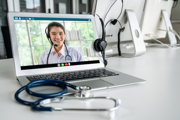 Usługa telemedyczna online rozmowa wideo dla lekarza, aby aktywnie rozmawiać z pacjentem