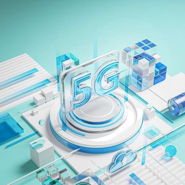 Zdjęcie usługi sieciowe 5g ikona koncepcja technologia symbol renderowania 3d