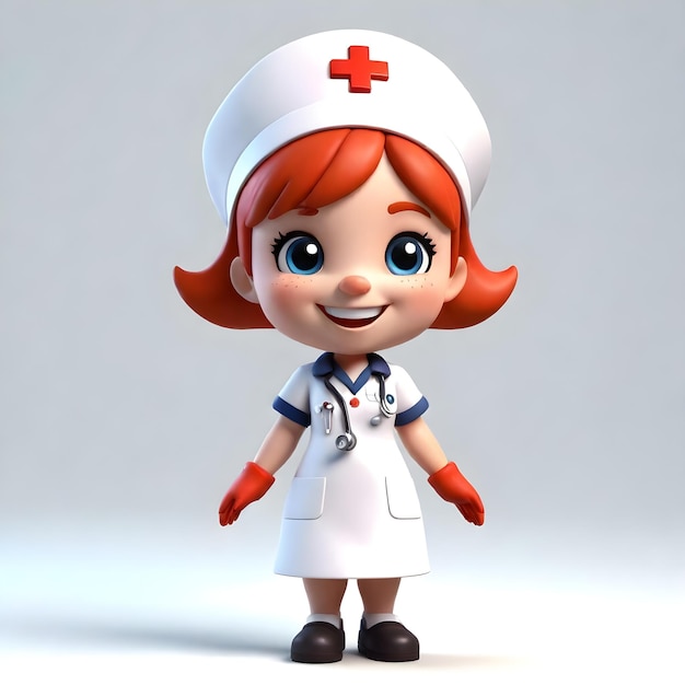Uśmiech uroczej pielęgniarki na białym tle