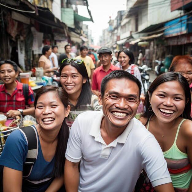 Zdjęcie uśmiechnięci ludzie w manili