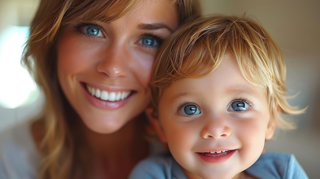 Zdjęcie uśmiechnięta kobieta i dziecko