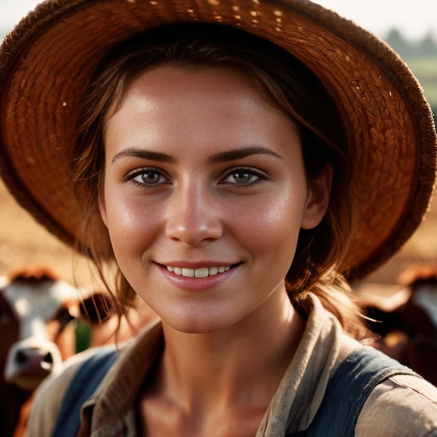 Uśmiechnięta kobieta rolnik