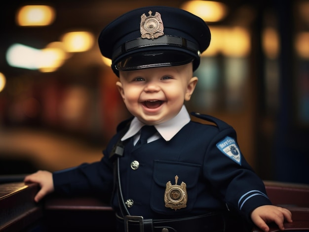 uśmiechnięte dziecko jako policjant