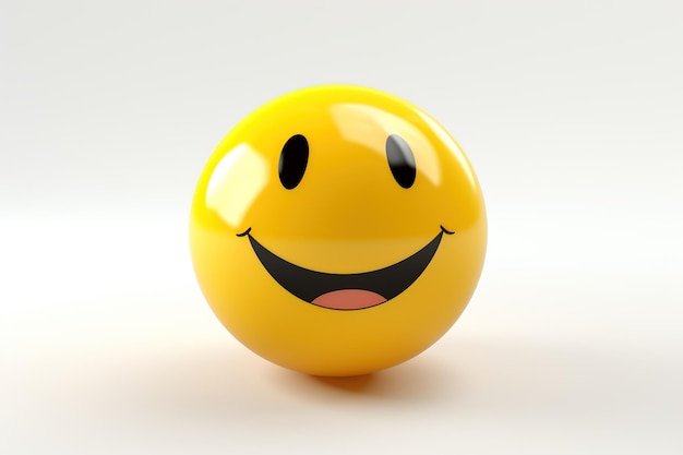 Uśmiechnięte emoji stworzone w 3D na delikatnie rozmytym białym tle Generative Ai