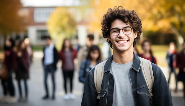 uśmiechnięty 17-letni student z zagranicy na uniwersytecie w Niemczech