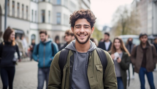 uśmiechnięty 17-letni student z zagranicy na uniwersytecie w Niemczech