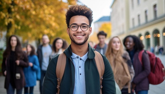 uśmiechnięty 17-letni student z zagranicy na uniwersytecie w Niemczech