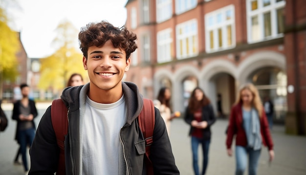 uśmiechnięty 17-letni student z zagranicy na uniwersytecie w Niemczech