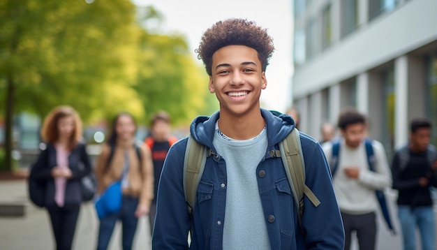 uśmiechnięty 17-letni student z zagranicy na uniwersytecie w Niemczech