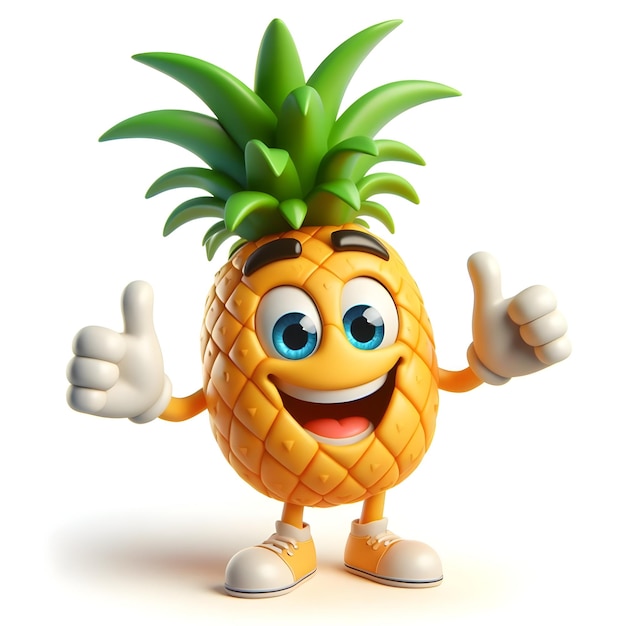 uśmiechnięty ananas 3d kreskówka emoji postać