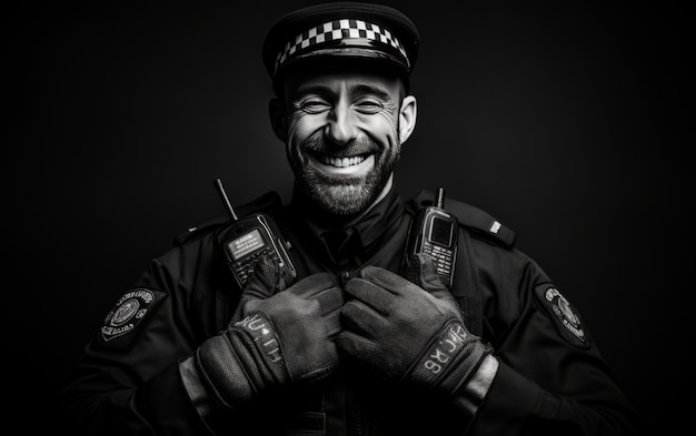 Uśmiechnięty brytyjski policjant