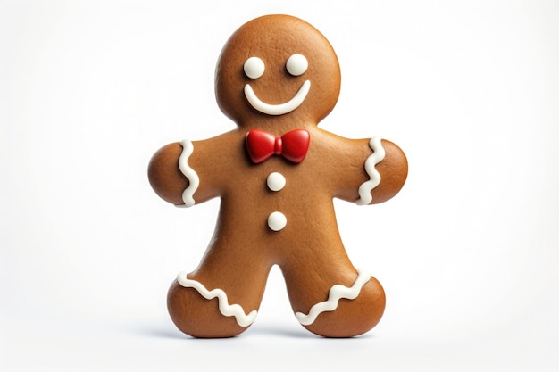 Uśmiechnięty cookie gingerbread man na białym tle ilustracja generowana przez AI