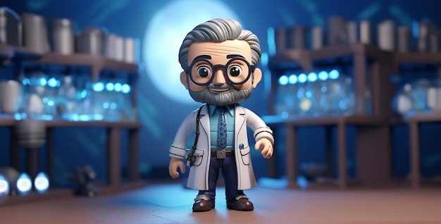uśmiechnięty lekarz ze stetoskopem lekarz ze Stetoskopem postać lekarza w stylu Pixar