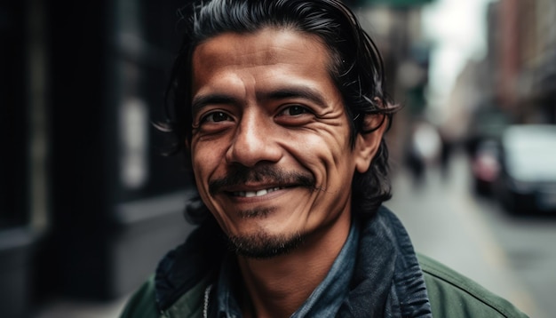 Uśmiechnięty meksykański mężczyzna patrzący w kamerę