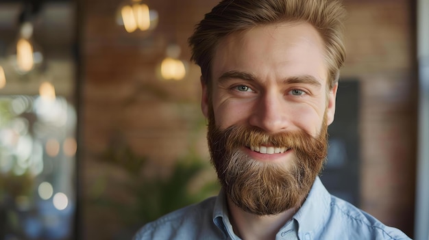 Uśmiechnięty mężczyzna z brodą