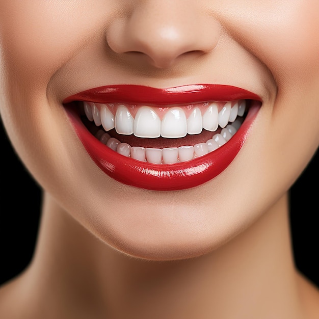 Uśmiechnięty model z doskonałymi białymi zębami Uśmiech szczęśliwej rozochoconej dziewczyny z białymi zębami i gładką skórą