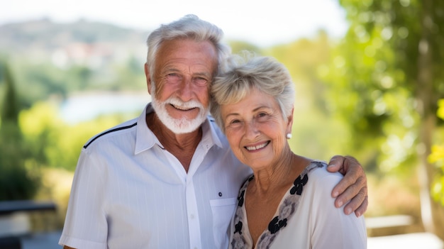 Uśmiechnięty portret starszej pary w powołaniu