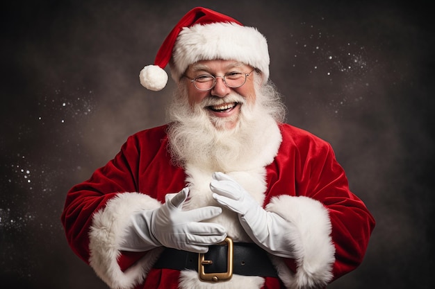 Uśmiechnięty Święty Mikołaj w jego czerwonym płaszczu