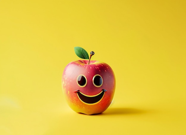 Uśmiechnij się Jabłko Na żółtym Tle Światowy Dzień Uśmiechu
