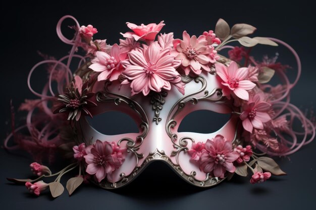 Zdjęcie uspokajająca maska z różowymi kwiatami generate ai