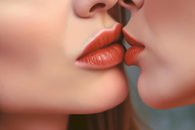 Usta całujących się kobiet zbliżenie Koncepcja społeczności LGBT i związków tej samej płci