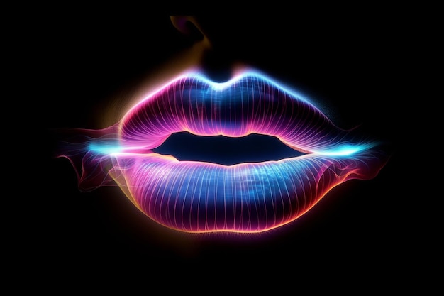 Zdjęcie usta kobiety neon sexy generuj ai