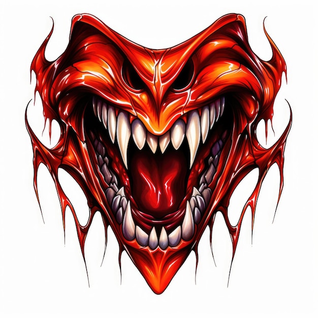 usta zęby kły wampira Halloween ilustracja straszny horror projekt tatuaż wektor izolowany fantazja