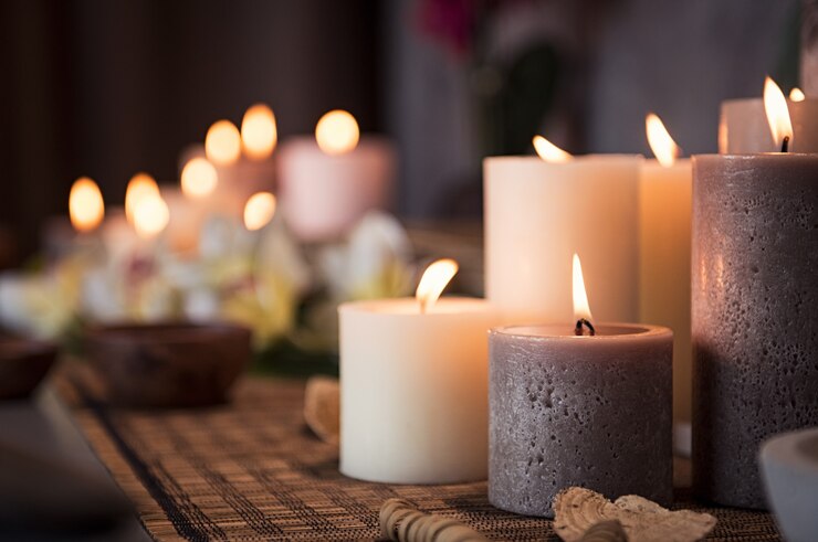 Ustawienie spa z świecami aromatycznymi