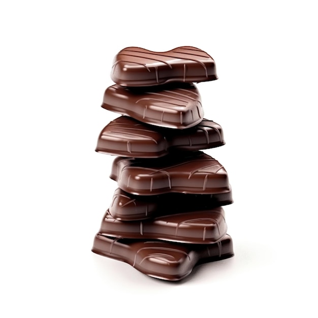 Ustawione z pysznymi czekoladowymi cukierkami w kształcie serca na białym tle