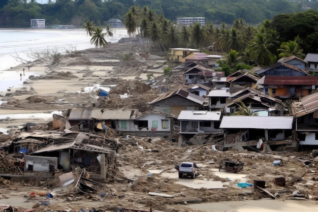 Ustępujące tsunami ujawnia szokujące zniszczenia nadmorskich wiosek i miasteczek